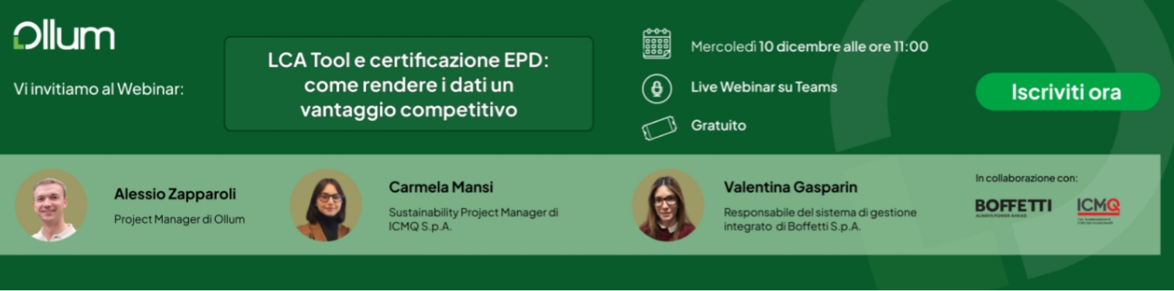 OLLUM: LCA Tool e certificazione EPD su come rendere i dati un vantaggio competitivo